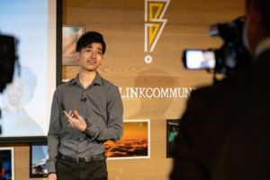 marketing enthusiast giving speech in japan